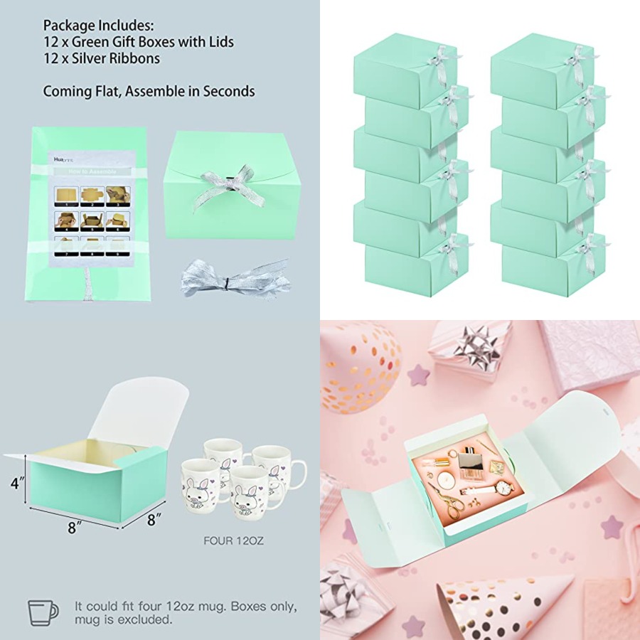 12 Sets Turquoise Green Gift B – Gift Box Wrap Set recenzja i cena