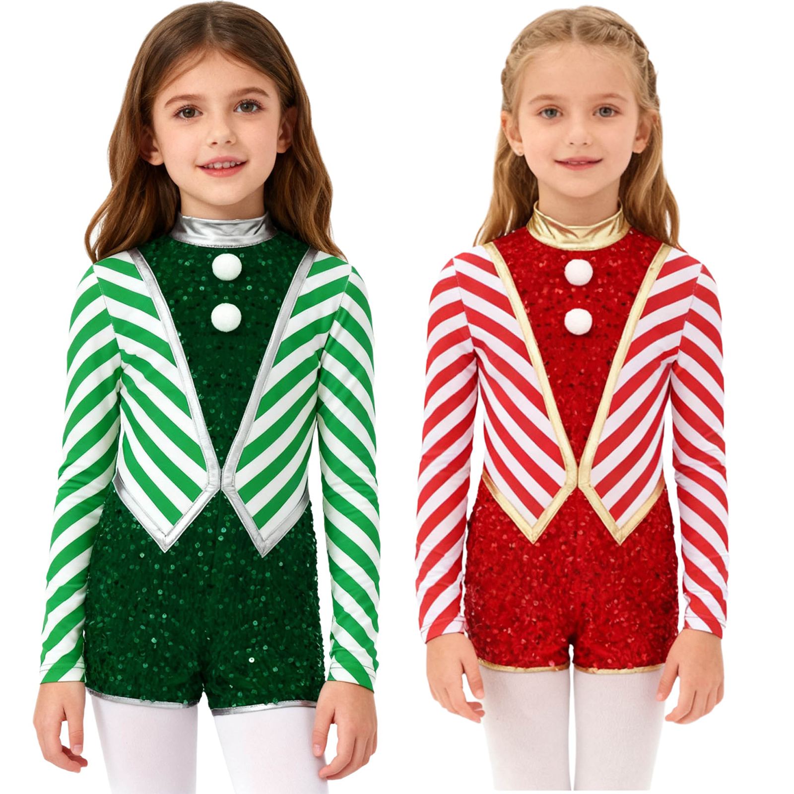 Kids Girls Long Sleeve Sequin  – Elf Costume Christmas recenzja i cena