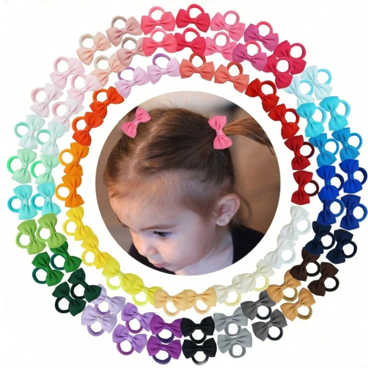 40/60/80 Baby Girls Hair Ties  – Ribbon Bow Gift recenzja i cena
