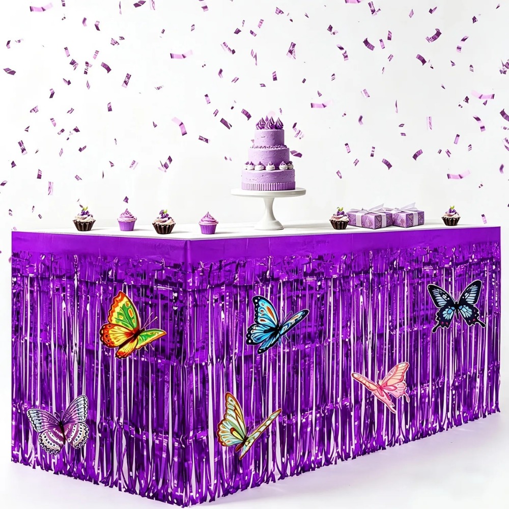 7Pcs Purple Metallic Foil Tabl – Christmas Table Runner recenzja i cena