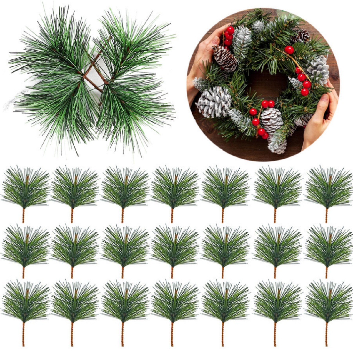 10-100pcs Artificial Green Pin – Christmas Wreath Fake recenzja i cena