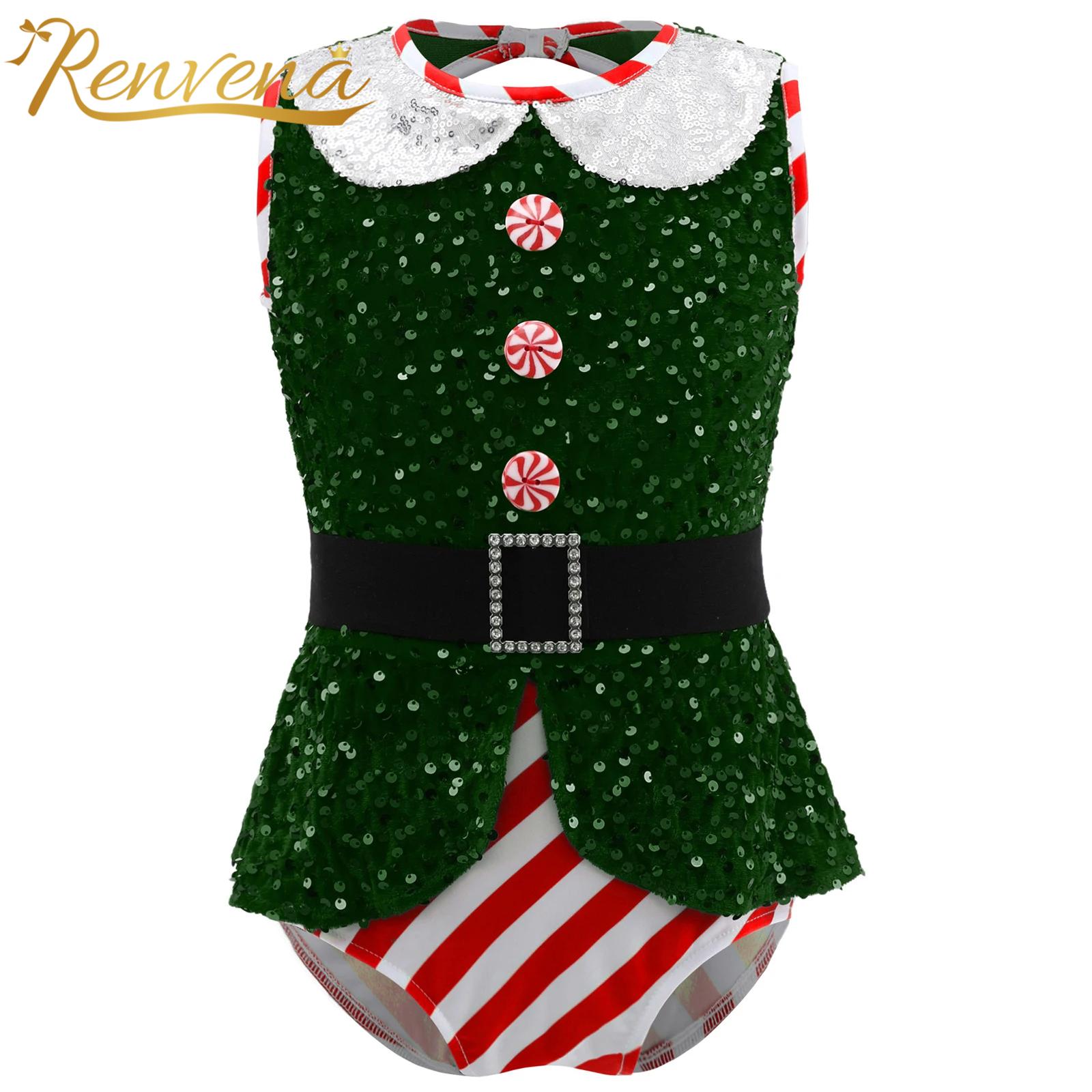 Girls Sparkly Sequins Jumpsuit – Elf Costume Christmas recenzja i cena