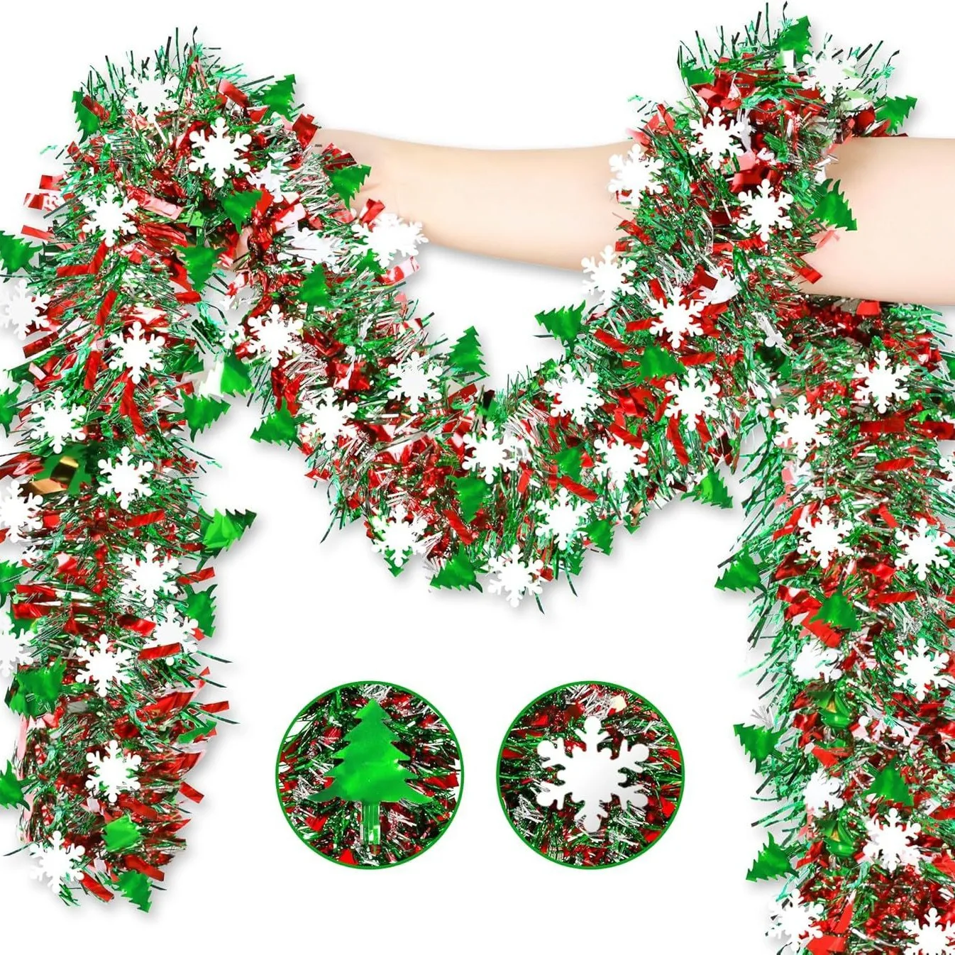 2M Christmas Snowflake Tinsel  – Tinsel Garland Decoration recenzja i cena