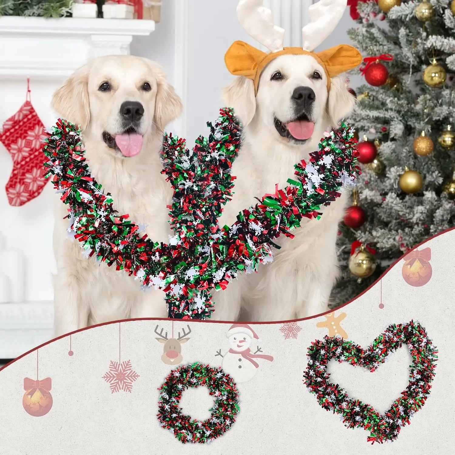 2M Christmas Snowflake Tinsel  – Tinsel Garland Decoration recenzja i cena