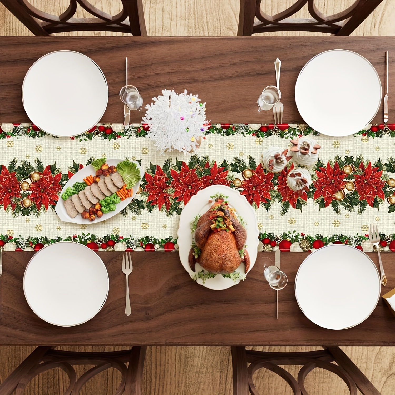1pc Multi-Size Winter Floral T – Christmas Table Runner recenzja i cena