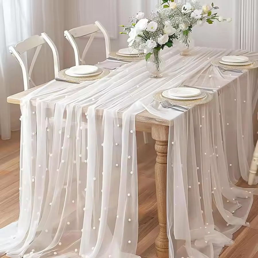 300x80cm Pearl Sheer Tulle Tab – Christmas Table Runner recenzja i cena