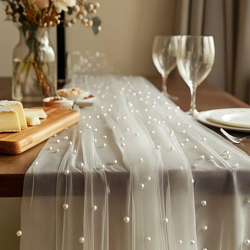 300x80cm Pearl Sheer Tulle Tab – Christmas Table Runner recenzja i cena