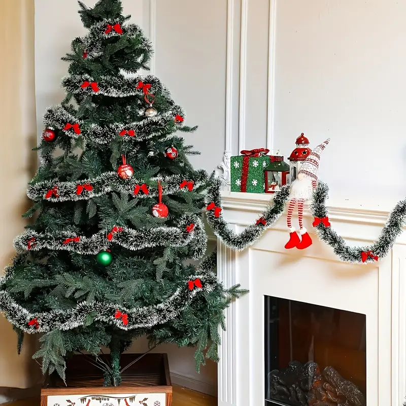 Christmas Bow Tinsel Ribbons G – Tinsel Garland Decoration recenzja i cena