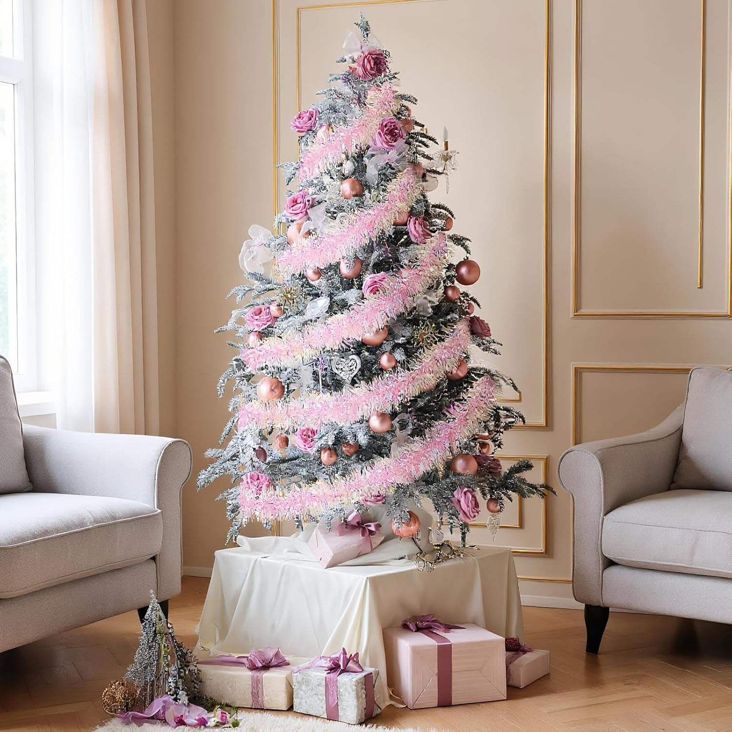 2M Pink Christmas Tinsel Garla – Tinsel Garland Decoration recenzja i cena