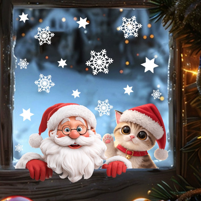 Kitten Santa Claus Window Stic – Snowflake Window Decal recenzja i cena