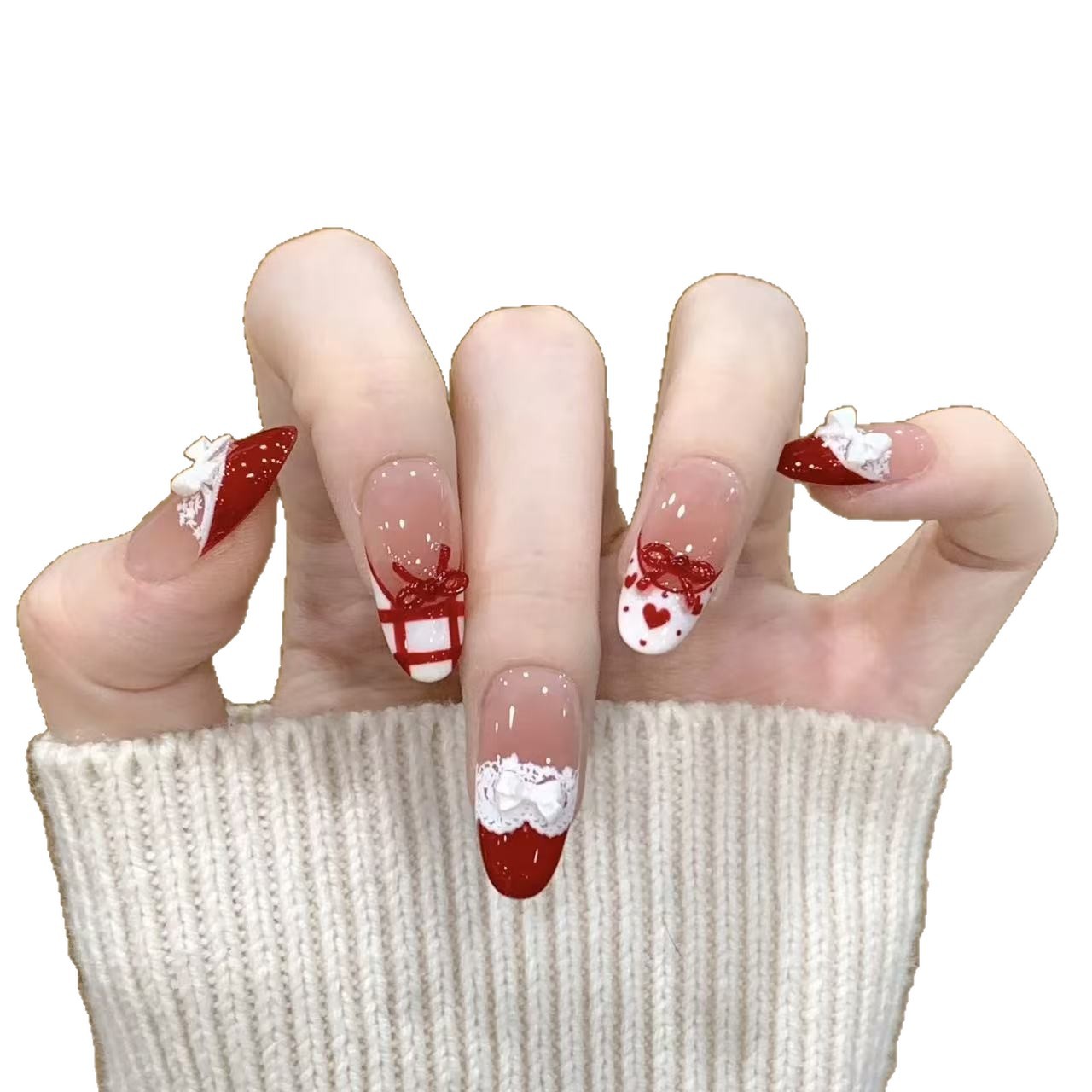 10pcs Handmade Press on Nails  – Christmas Throw Blanket recenzja i cena