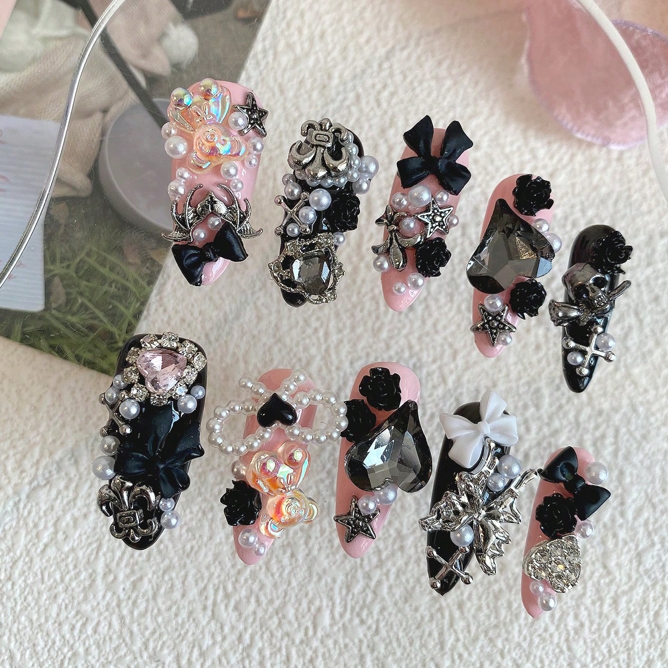 10pcs Long Coffin Pink Black G – Ribbon Bow Gift recenzja i cena