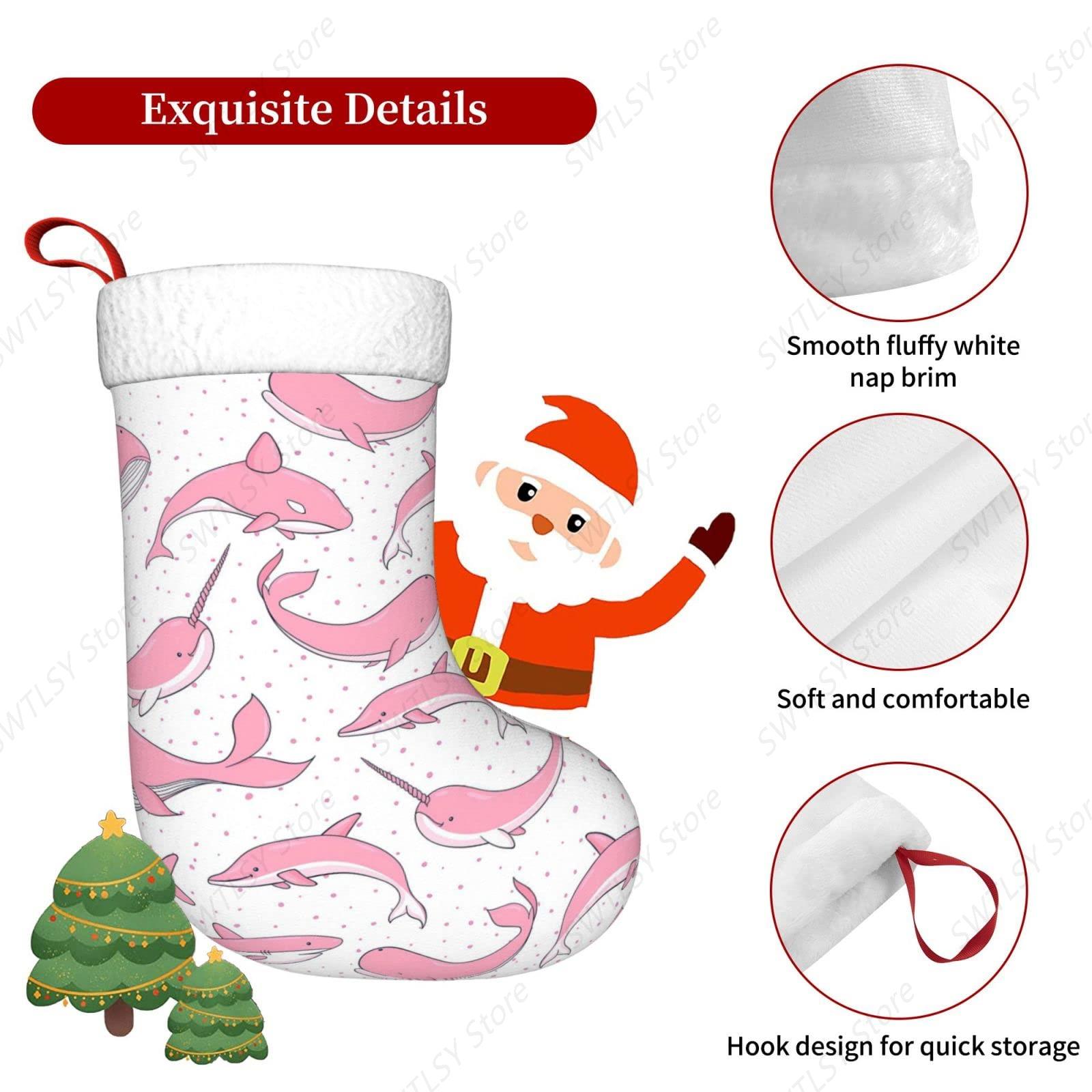 Christmas Pink Whales Xmas Hol – Christmas Stocking Hanging recenzja i cena