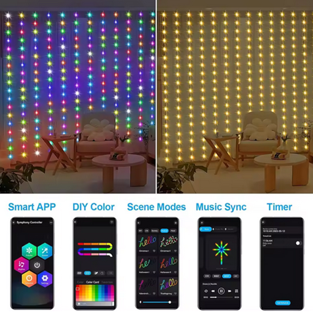 3M RGB Smart LED Curtain Light – Christmas Lights Outdoor recenzja i cena