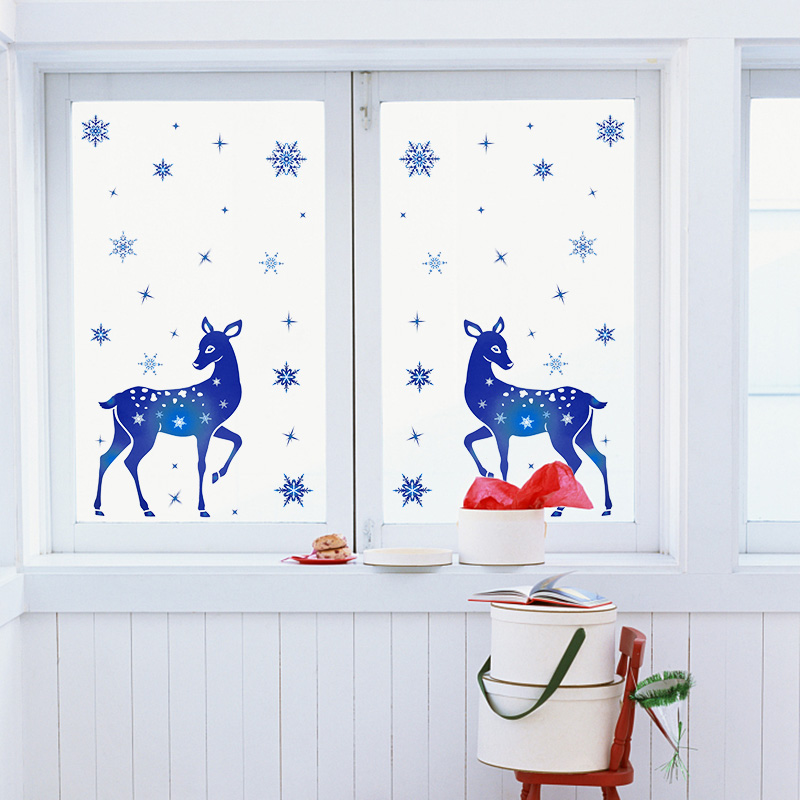 Christmas Window Stickers Elk  – Snowflake Window Decal recenzja i cena