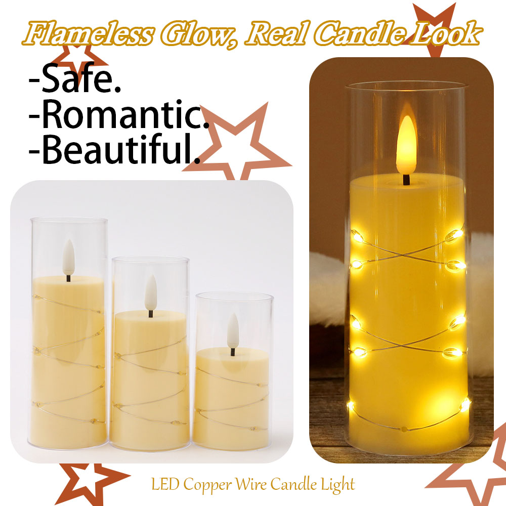 3pcs/set LED Copper Wire Flame – Holiday Candle Set recenzja i cena