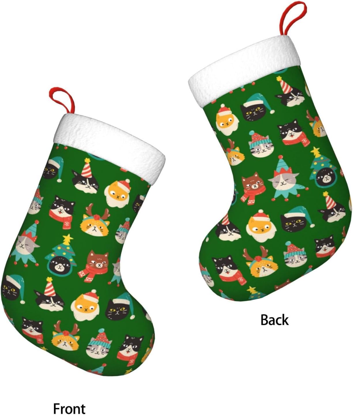 Cute Cats Green Christmas Stoc – Christmas Stocking Hanging recenzja i cena