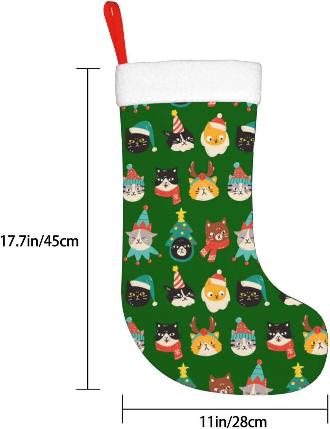 Cute Cats Green Christmas Stoc – Christmas Stocking Hanging recenzja i cena